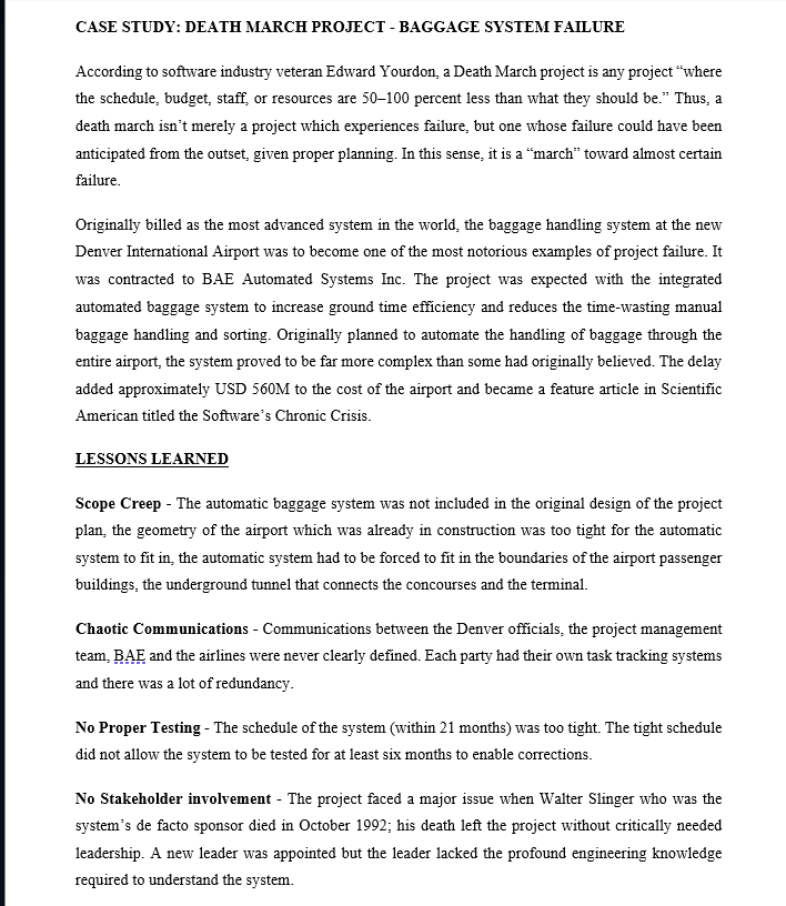 Module: Project Managment Question: Identify FIVE