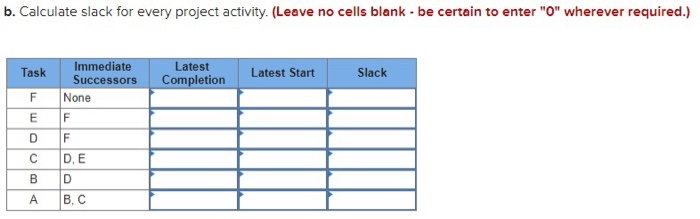 Please complete each section. Given the following