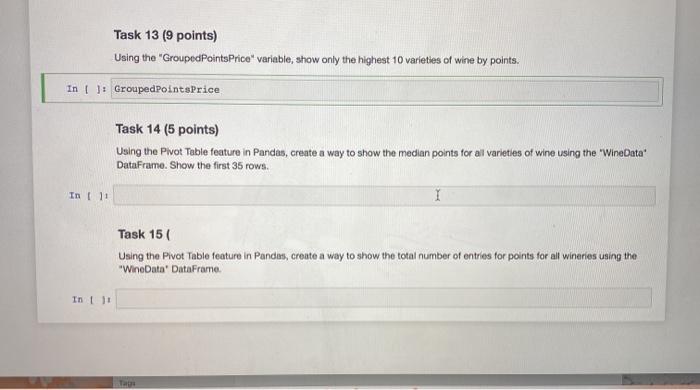 Task 13 (9 points) Using the "GroupedPoints Price
