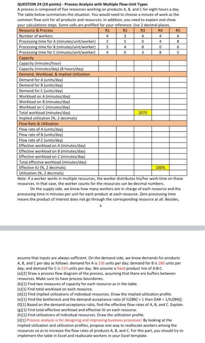 QUESTION 24 (10 points) - Process Analysis with