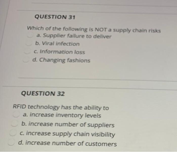 QUESTION 29 Process alignment in agile supply