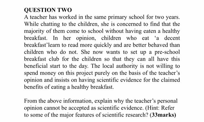 QUESTION TWO A teacher has worked in the same