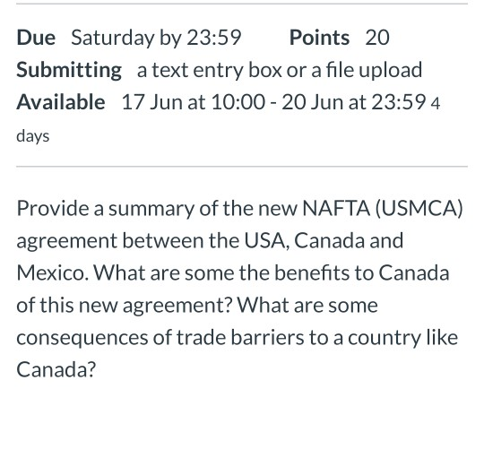 Due Saturday by 23:59 Points 20 Submitting a text