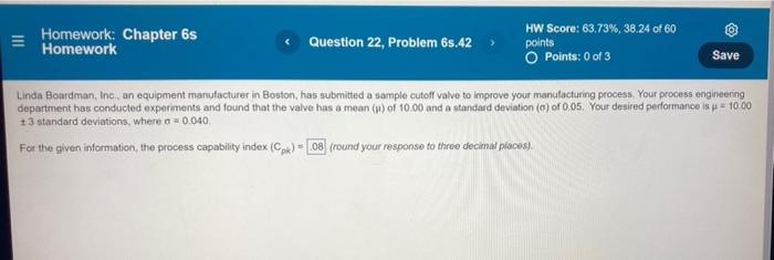 @ Homework: Chapter 6s Homework Question 22,