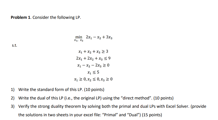 Number 3 only. Problem 1. Consider the following