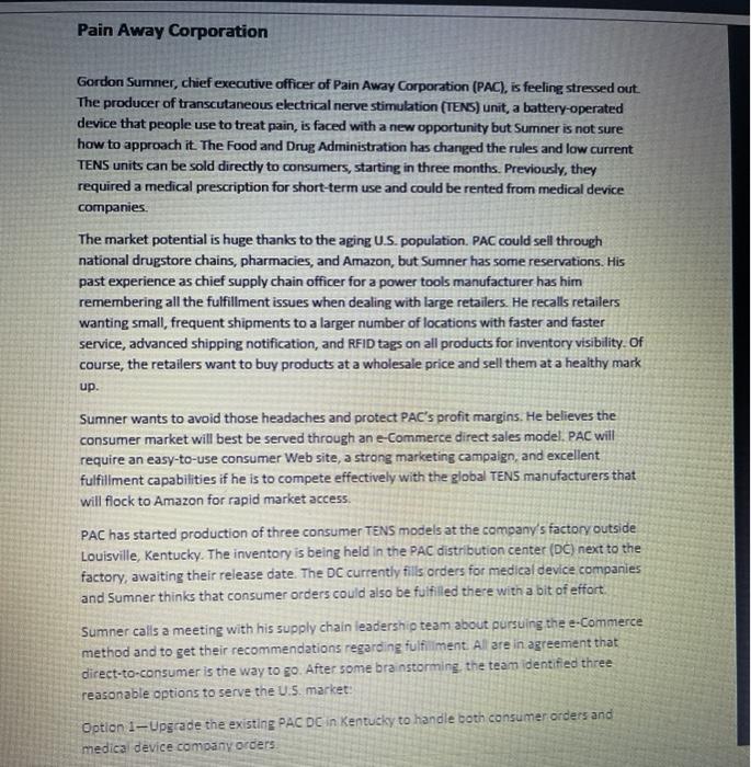 Pain Away Corporation Gordon Sumner, chief