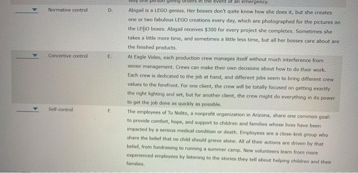 2. Control methods Match each example in the