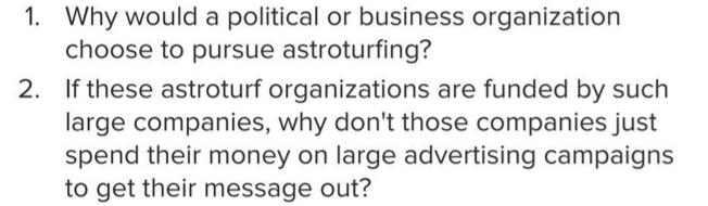 1. Why would a political or business organization