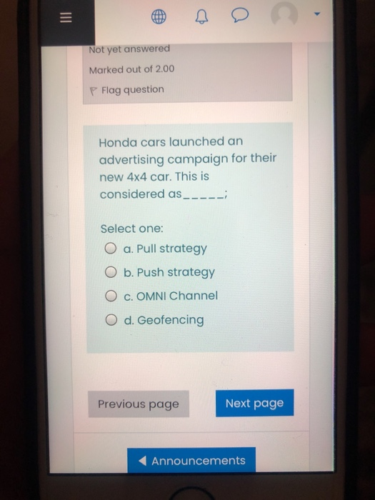 BI a Not yet answered Marked out of 2.00 P Flag