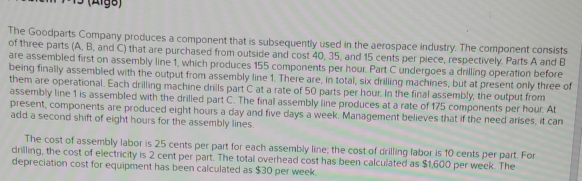 The Goodparts Company produces a component that