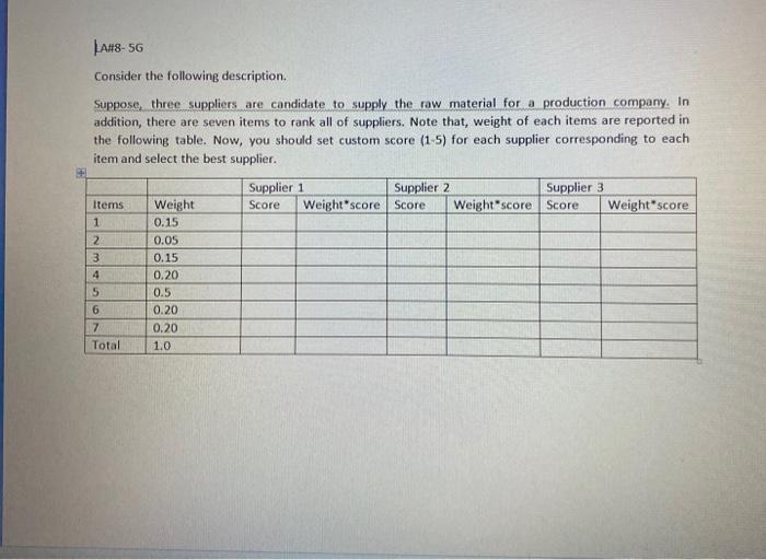 LA#8-56 Consider the following description.