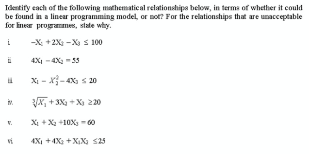 Identify each of the following mathematical