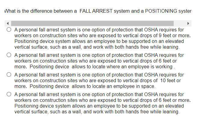 What is the difference between a FALL ARREST