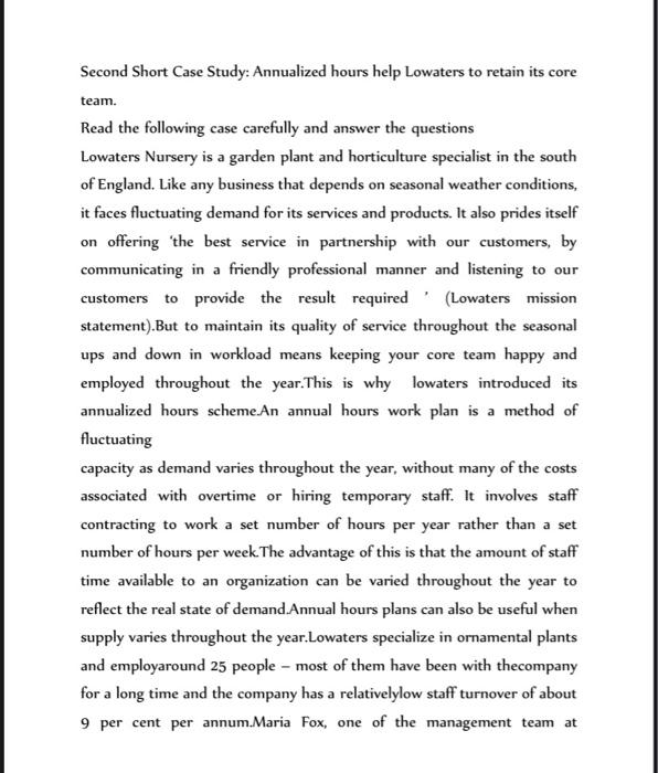 Second Short Case Study: Annualized hours help