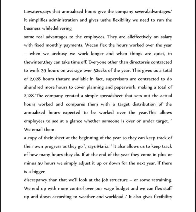 Second Short Case Study: Annualized hours help