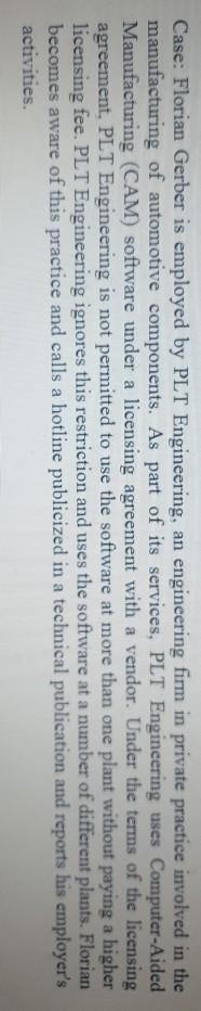 Case: Florian Gerber is employed by PLT