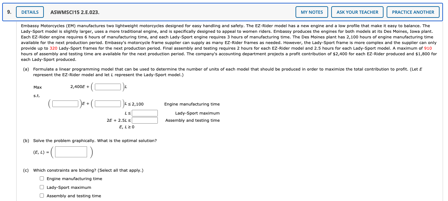 MODULE 1: LP & LP APPLICATIONS (QUESTION 9) 9.