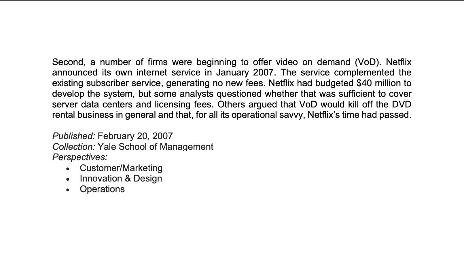 Case Analysis Determine / Identify the following