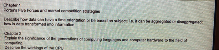 need help answering ALL please Chapter 1 Porter's