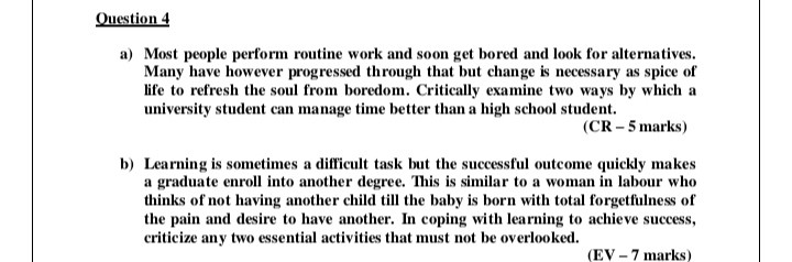 Question 4 a) Most people perform routine work