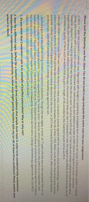 Please read the following case first. (Note: You