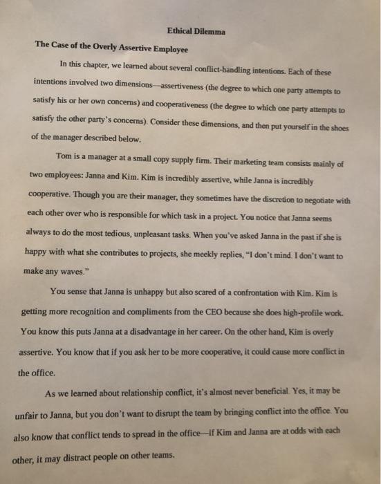 Questions: If Tom does nothing is that ethical?