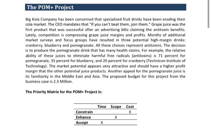 i need a MS report written for this The POM+