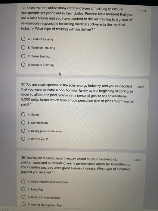 33. During an interview for a sales position, the