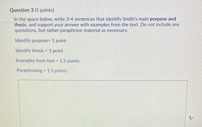 Question 3 (5 points) In the space below, write
