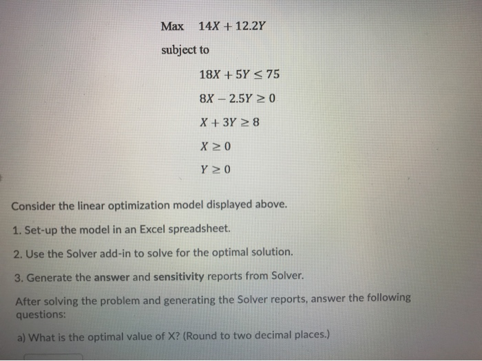 Question 9 options: Consider the linear