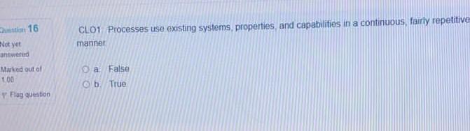 in 16 CL01 Processes use existing systems