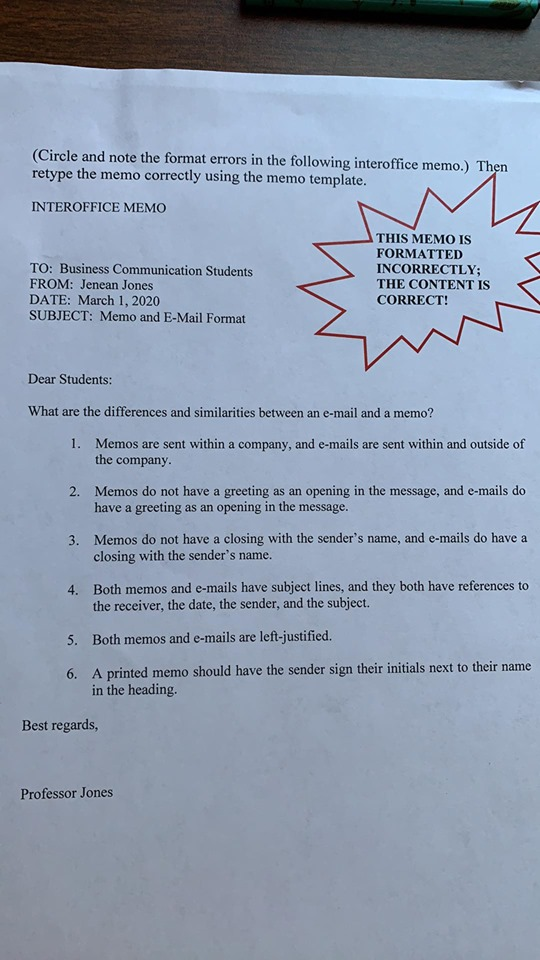 (Circle and note the format errors in the