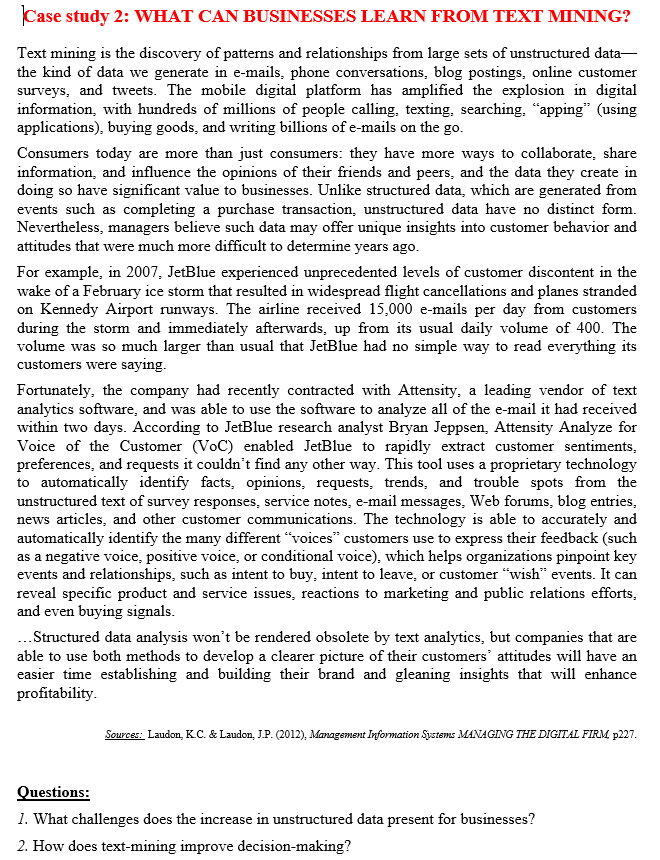 Case study 2: WHAT CAN BUSINESSES LEARN FROM TEXT