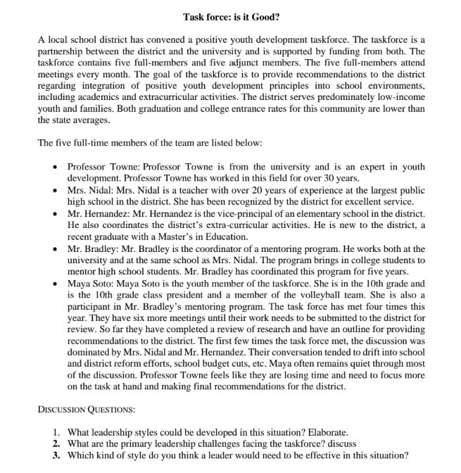 any help please management 101 Task force: is it