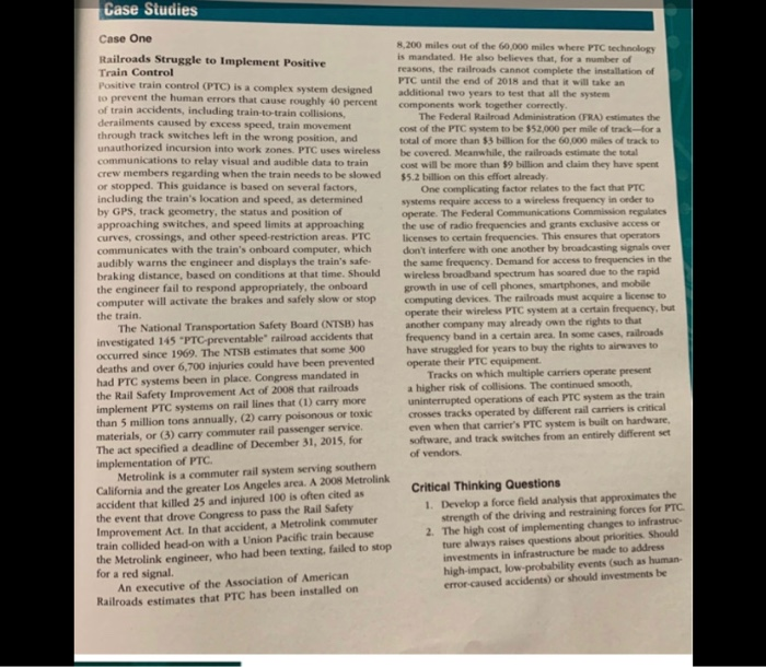 Case Studies Case One Railroads Struggle to