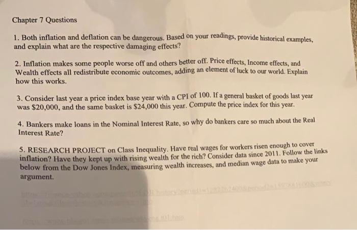 Chapter 7 Questions 1. Both inflation and