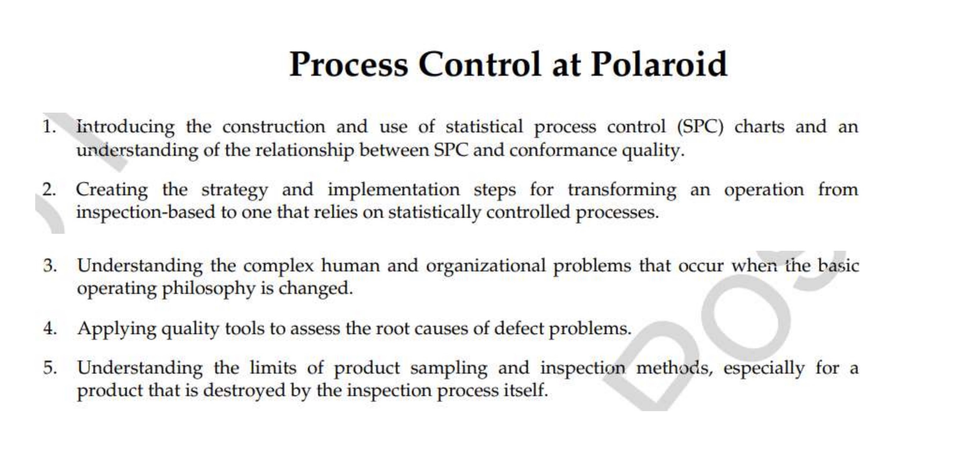 Process Control at Polaroid 1. Introducing the