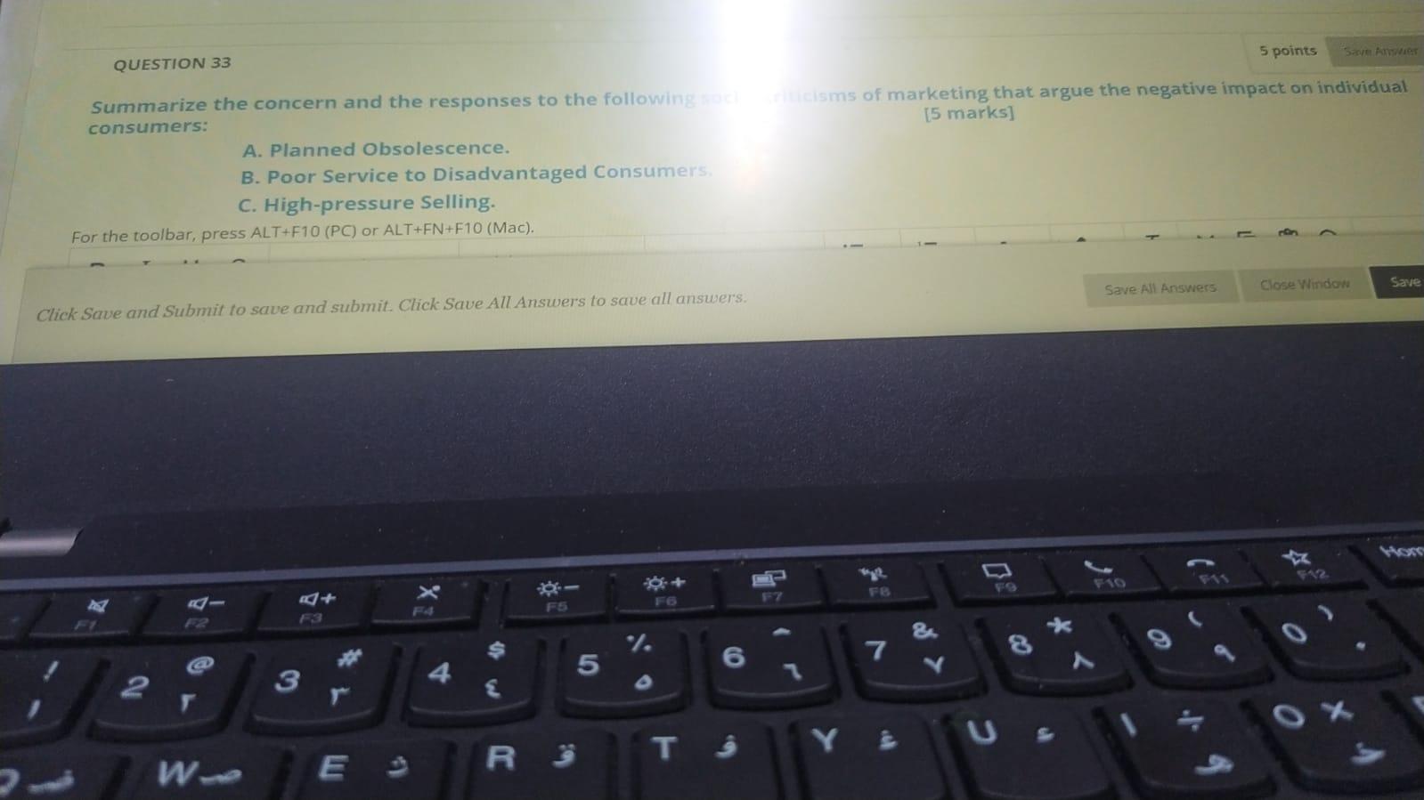 5 points QUESTION 33 Summarize the concern and