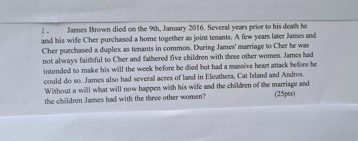 james brown died on the 9th january 2016. several
