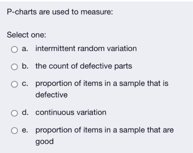 I need the answer only please P-charts are used