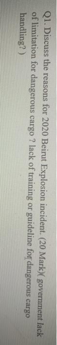 Q1. Discuss the reasons for 2020 Beirut Explosion