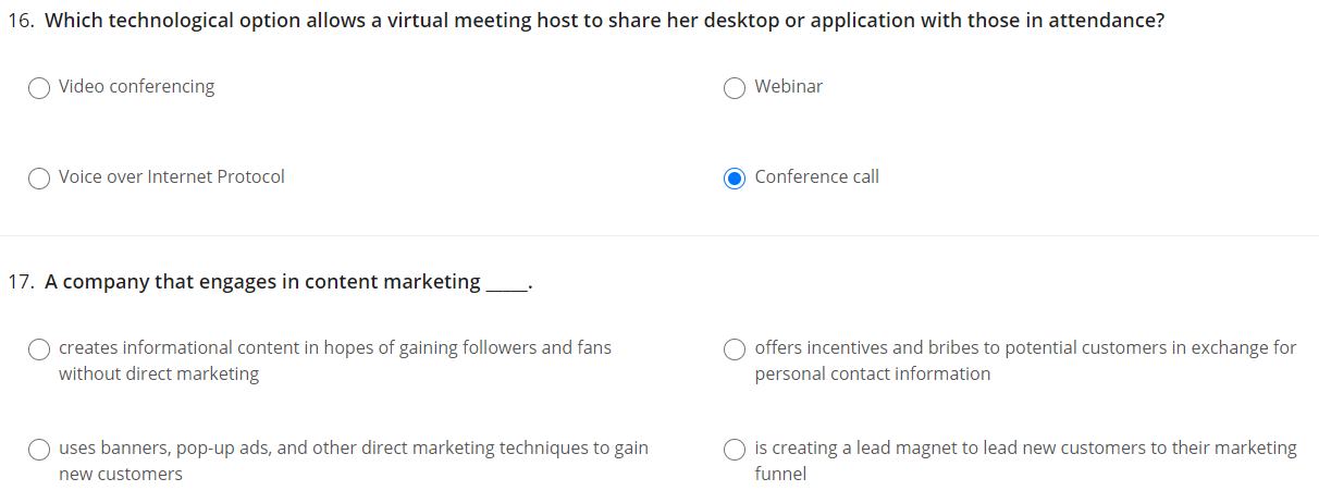 16. Which technological option allows a virtual