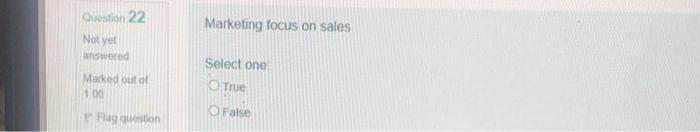 Question 22 Marketing focus on sales Novel