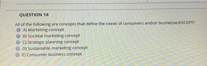 QUESTION 14 All of the following are concepts
