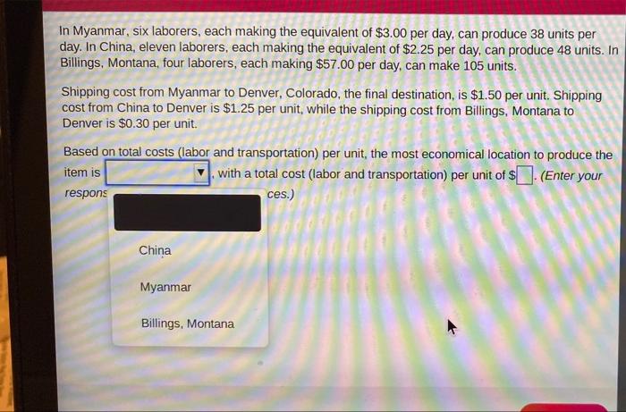 In Myanmar, six laborers, each making the