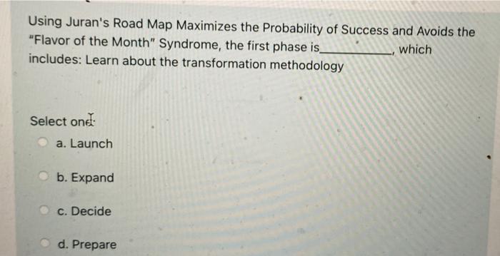 Using Juran's Road Map Maximizes the Probability