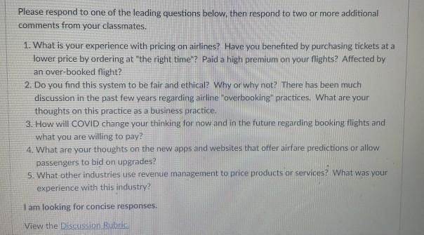 respond to only one question M2 Discussion: