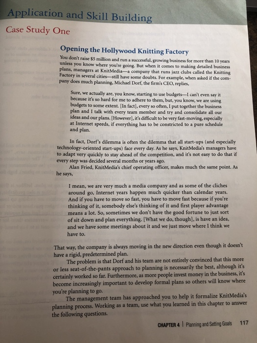 Application and Skill Building Case Study One