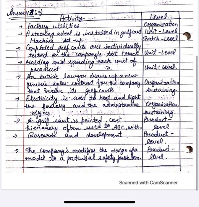 factory utilities Answey3 =) Activity Level