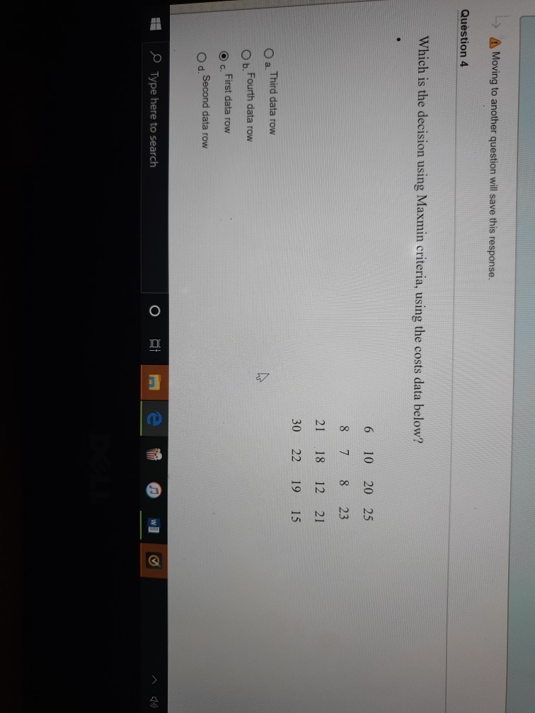 -> A Moving to another question will save this